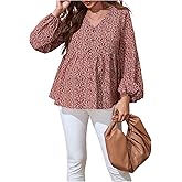 MakeMeChic Women's Maternity Shirts Long Sleeve V Neck Button Floral Blouse Ruffle Hem Tops