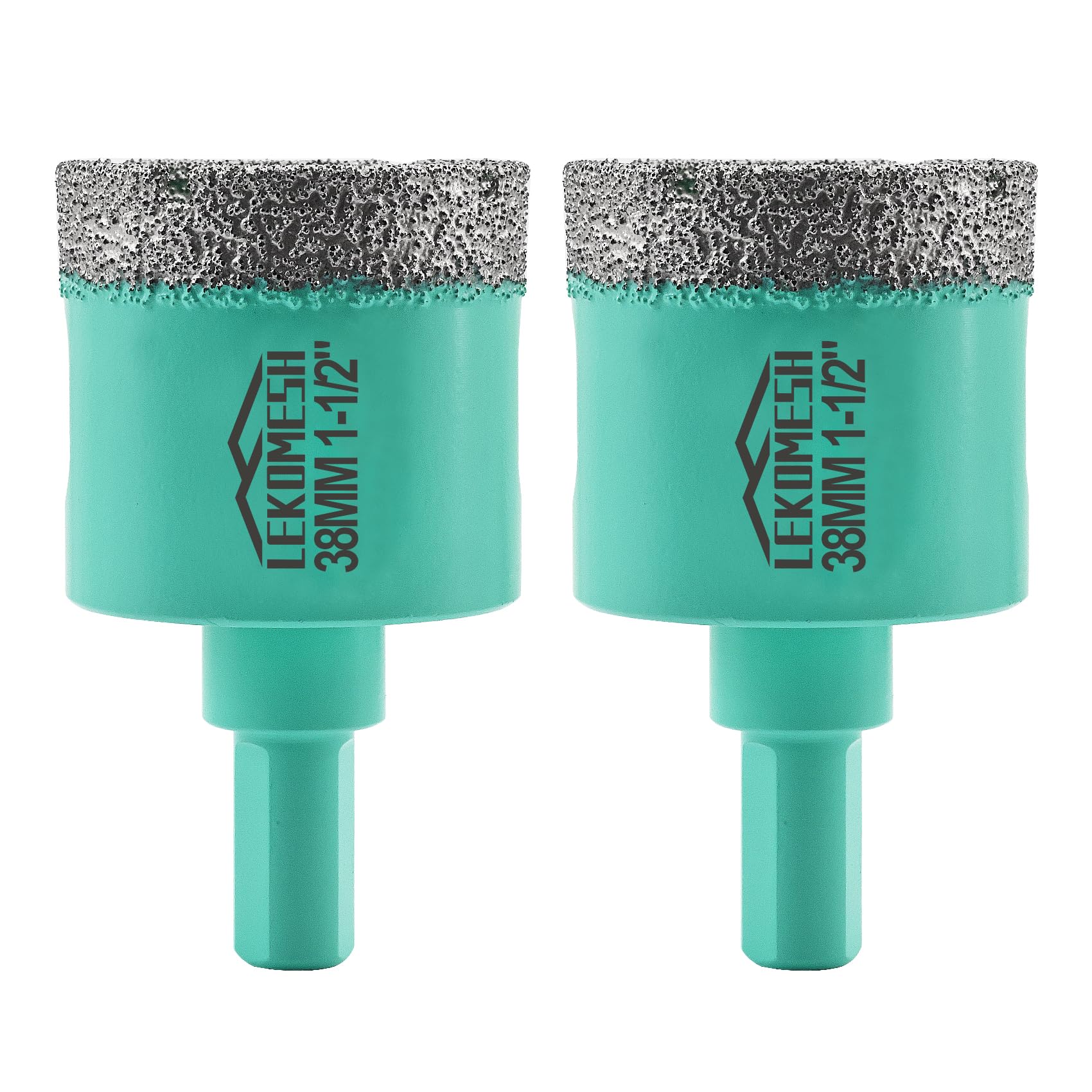 Diamond Core Drill Bits 2pcs-38MM - LEKOMESH Tile Hole Saw with Triangle Shank for Porcelain Tile Ceramic Granite Marble Masonry Stone,Vacuum Brazed Diamond Drill Bits