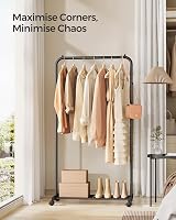 SONGMICS Clothes Rack on Wheels 74 cm Long With Storage Shelf Black HSR130B01 view 2