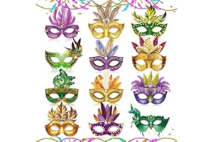 Woosytoo Mardi Gras Masks Paper Vintage Masquerade Mask for Adult Kids New Orleans Mardi Gras Costume Parade Prom Prop