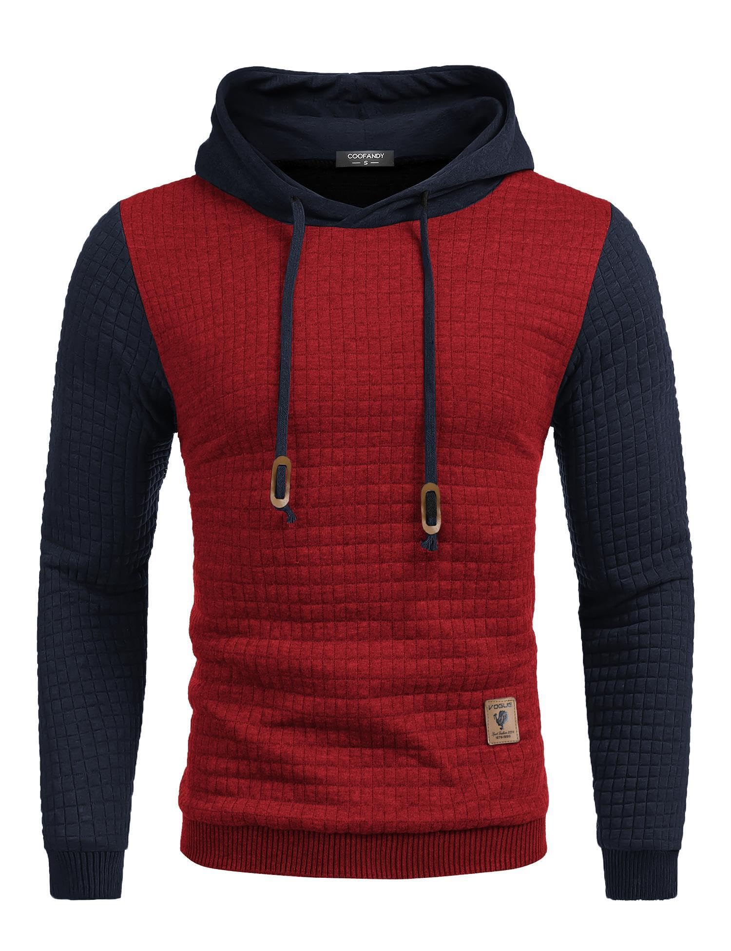 COOFANDY Mens Hooded Sweatshirt Casual Long Sleeve Drawstring Waffle Knit Pullover Hoodies Image
