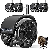 Sytopia Office Chair Wheels Replacement, 2.5 Inch Tandem Design Heavy Duty Casters for Carpet and Hardwood Floors, Universal 11x22mm Stem Fits 99% of Chairs, 700 lbs Capacity, Black