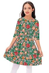 Girls Christmas Green Dresses Xmas Buffalo Plaid