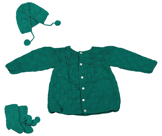 Baby Woolen Clothing Set (Green, 6-12 Months, Pack of 4)