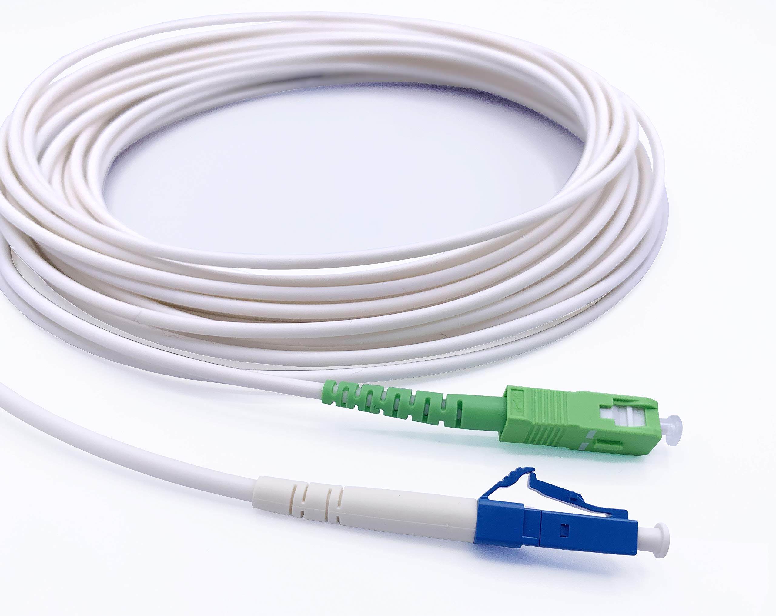 Elfcam Fibre Optic Cable SC/APC to LC/UPC Single Mode Single, LSZH Optical Cable White 10 m