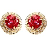 Navachi 18k Gold Plated Multicolor Round Zircon White Crystal Omega Back Stud Earrings