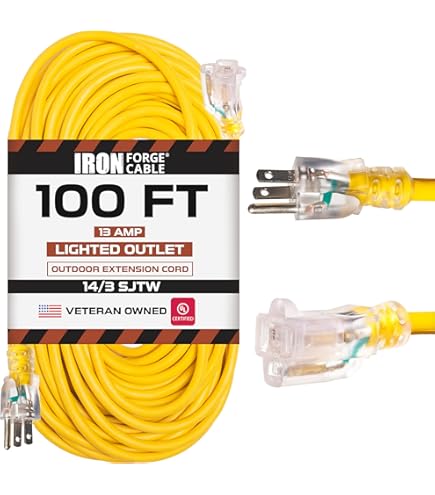 Iron Forge Cable 75 Foot Lighted Outdoor Extension Cord - 12/3