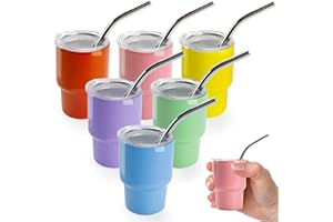 Joyclub 3 oz Mini Tumbler Shot Glass with Straw and Lid 6 Pack Colored Stainless Steel Sublimation Shot Tumblers Mini Cup for