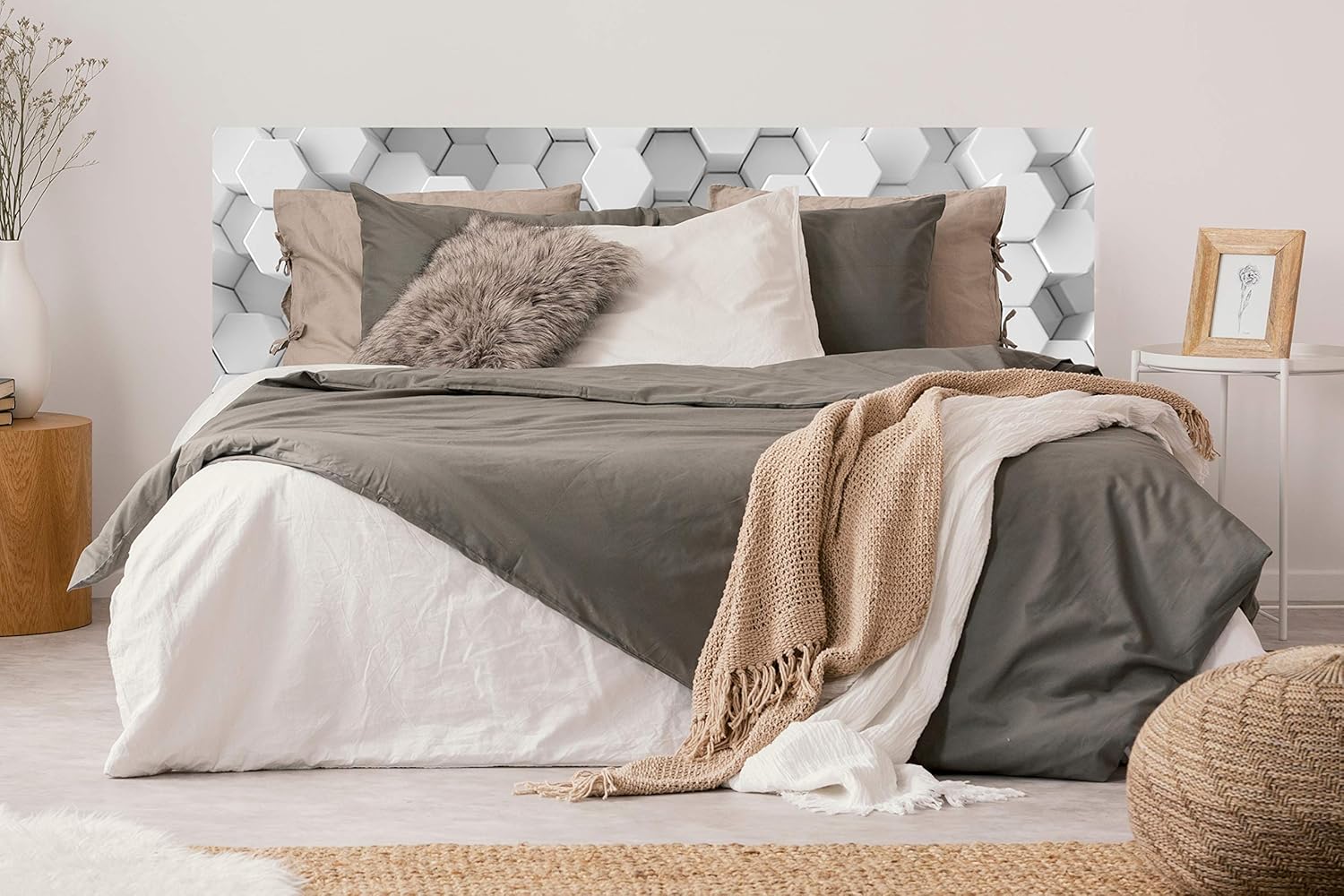 Cabecero Sin Apoyar En La Pared Elegante Cabecero Ligero Cabecero Cama PVC Impresión Digital sin