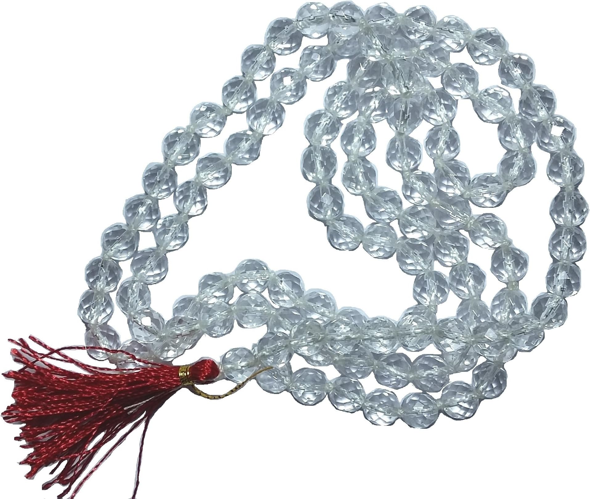 CHEZEL® Lab Certified Sphatik mala Super Diamond Cut Spatik mala 6 mm Beads(Transparent)