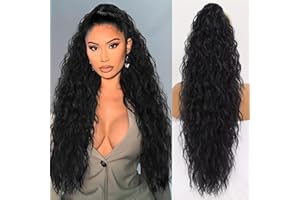 ORSUNCER Ponytail Extension Claw 30" Curly Pony Tail Clip in Hair Extensions Fluffy Natural Looking Synthetic Hairpiece for Women Black