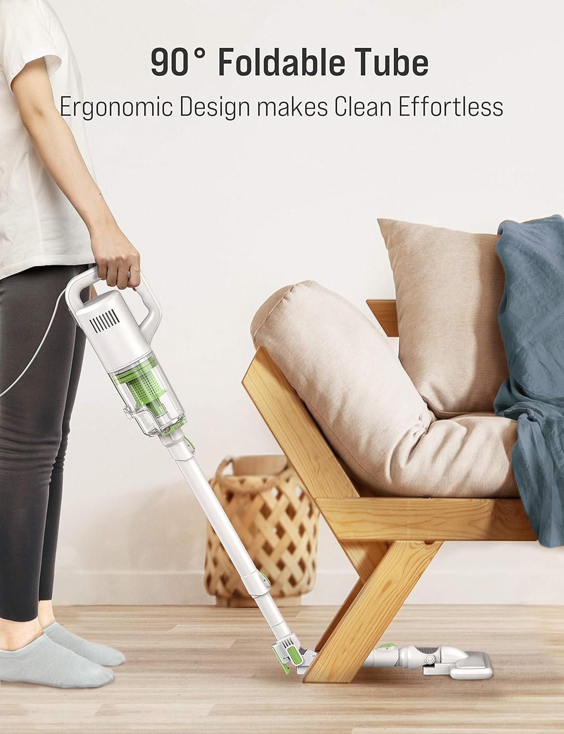 TOPPIN Bendable Corded Stick Vacuum Cleaner - 600W 17kpa Powerful Suction Lightweight Handheld Vacuum, 0.8L Dust Cup, Perfect for Pet Hair Hard Floor Home Deep Clean -