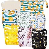babygoal Newborn Cloth Diapers Pack of 13 for 5-12lbs Preemie Boy, Cloth Diaper Covers 6 Pack with 6pcs Inserts and Wet Bag, Reusable Washable & Waterproof