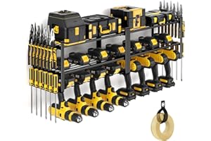 POKIPO 2 Pack Power Tool Organizer Wall Mount, Extended Large Heavy Duty Drill Holder, 3 Layer Garage Tool Organizer and Storage, Utility Racks for Tool Room, Workshop, Garage Cordless Drill