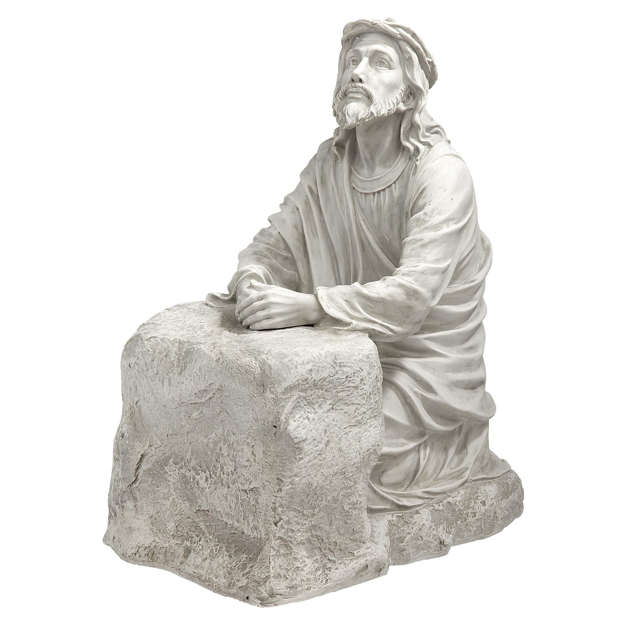 Design Toscano KY1342 Jesus in the Garden of Gethsemane Religious Garden Statue, Polyresin, Antique Stone, Off White, 45.5x30.5x59.5 cm