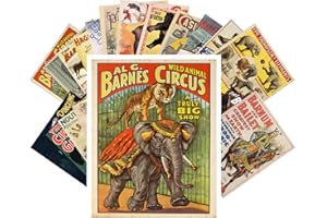 PIXILUV Vintage PostCards 24 pcs Vintage Circus Animals and Horses Vintage Posters