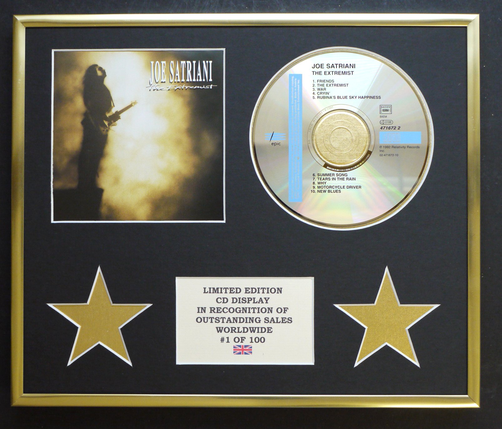 JOE SATRIANI/CD DISPLAY/LIMITED EDITION/COA/THE EXTREMIST