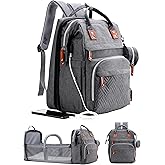 ISMGN Diaper Bag Backpack with Changing Station, Extra Large Diaper Bag, Multifunctional Diaper Bag, Baby Bag, Deep Gray