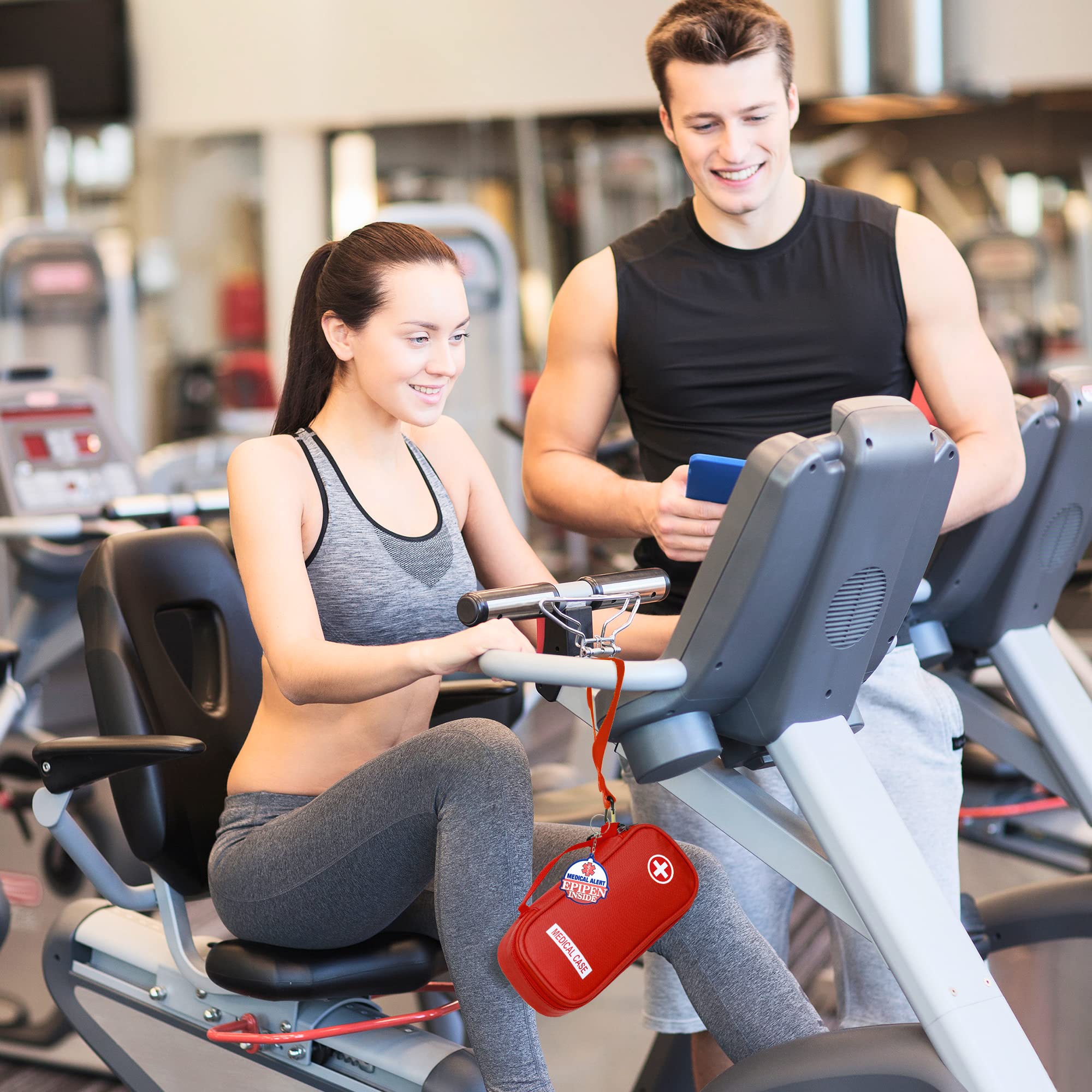 EpiPen Medical Carrying Case Insulated, Travel Medication Organizer Bag Emergency Medical Pouch, Fits 2 EpiPens, Asthma Inhaler, Anti-Histamine, Auvi-Q, Allergy Medicine Essentials, Red