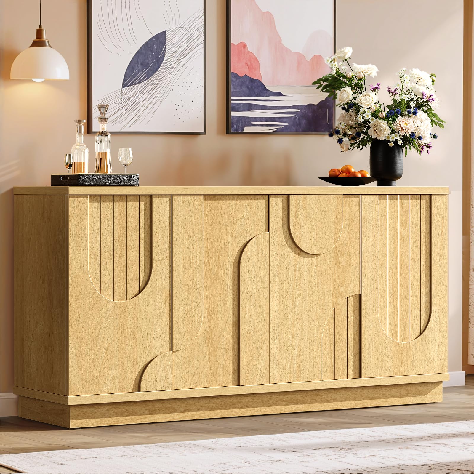 Diagram showing the dimensions of the ONBRILL 59-inch Sideboard Buffet Cabinet.