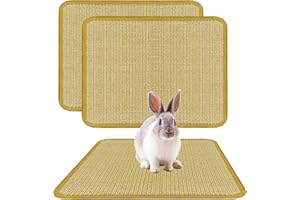 DYAUS Rabbit Scratching Pad, Sisal Bunny Scratch Pad, Natural Rabbit Foraging Mats for Cages, Indoor Bunny Toys Accessories for Bedding Biting Sleeping Resting (2PCS, 16x12in)