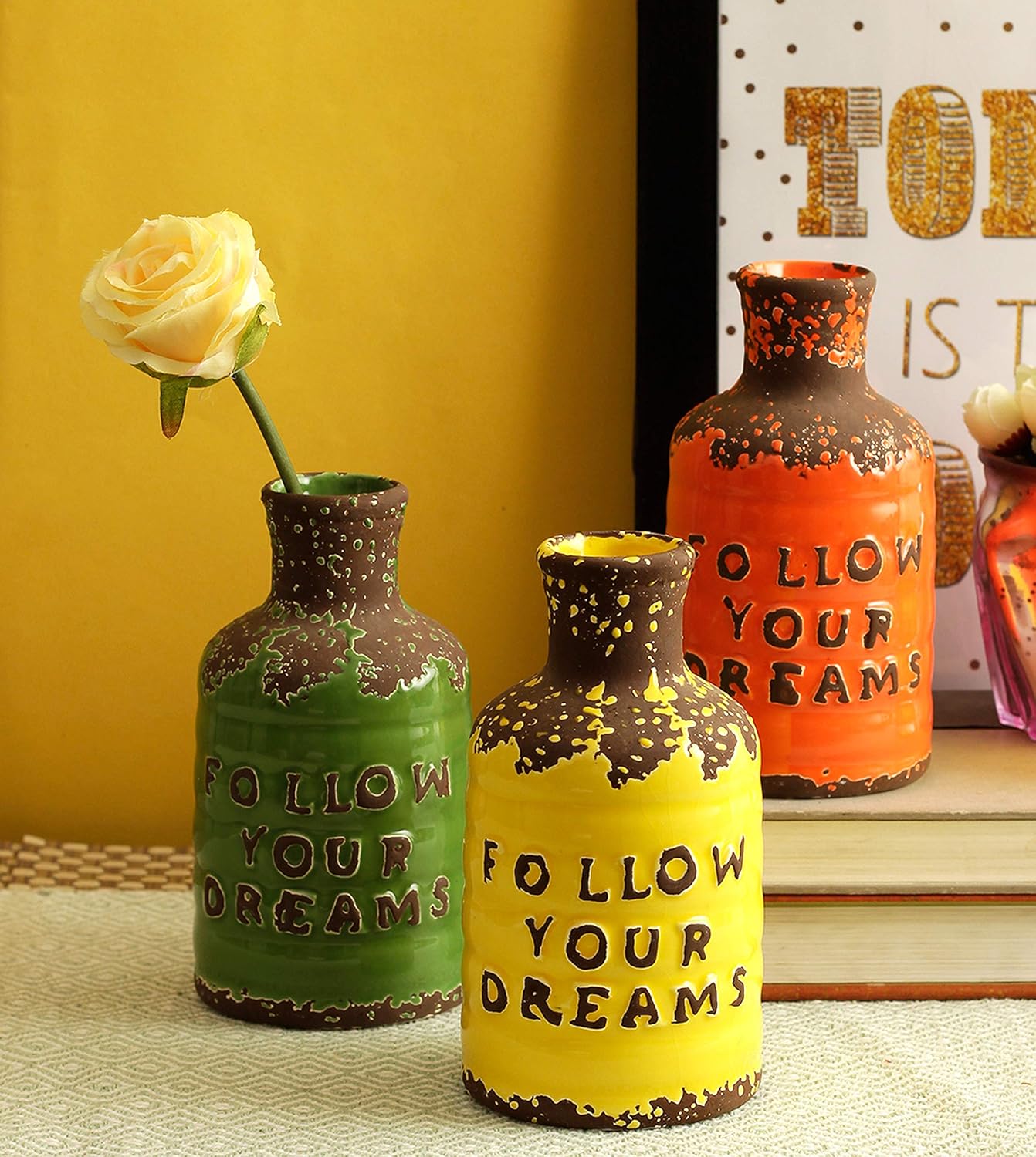 Buy Tied Ribbons Decorative Flower Vases Pot For Flowers Craft