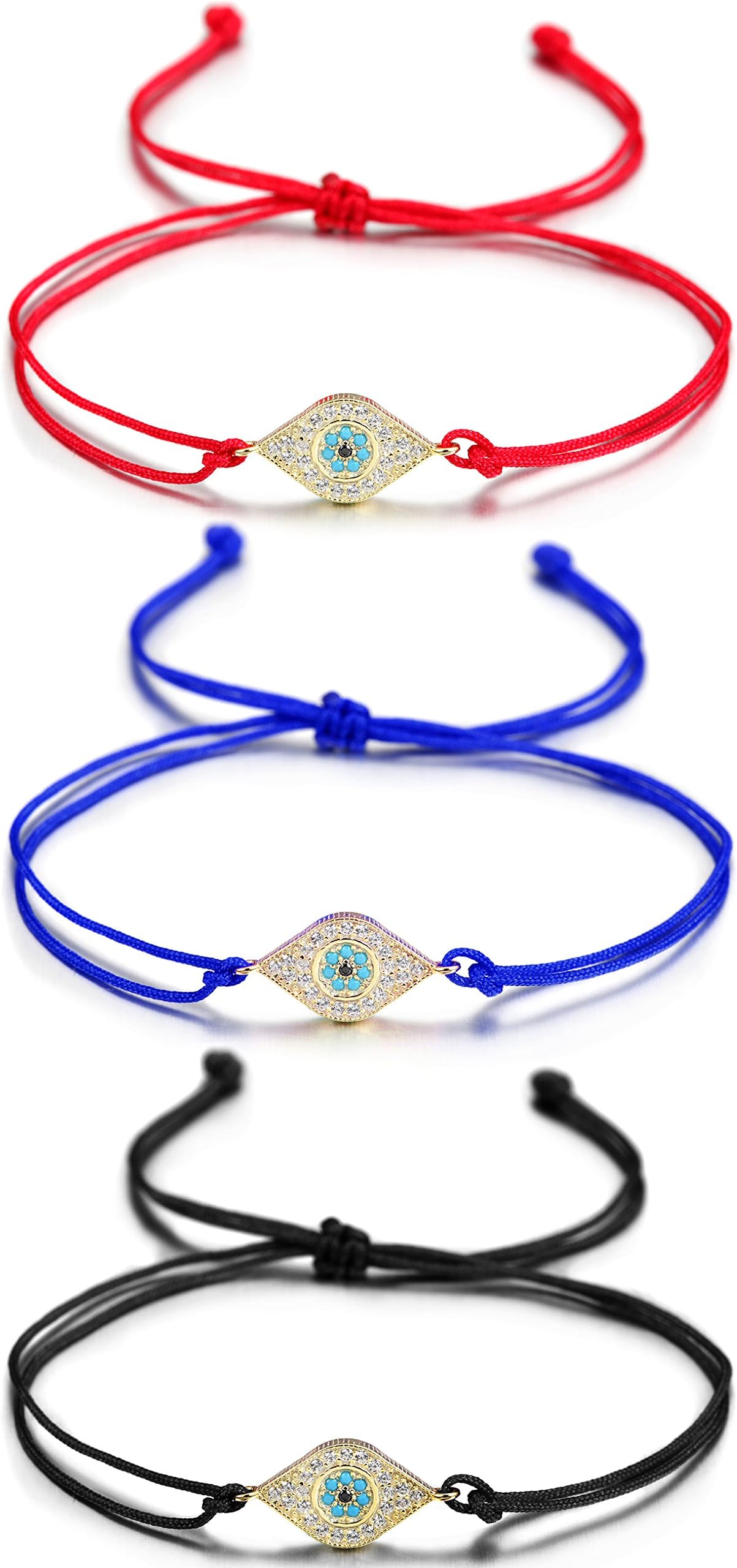 Wistic Hamsa Evil Eye Bracelet Adjustable Lucky Kabbalah String Bracelet Infinity Friendship Bracelet for Women Men Friends Family