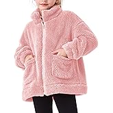 Hvididan Girls Fleece Sherpa Jacket Full Zip Fall Coat with Pockets Winter Jackets Kids Outwear for 5-14y