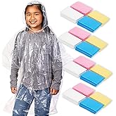 20 Pack Disposable Rain Poncho for Kids with Hood, Emergency Outdoor Supplies, 4 Assorted Colors, 42 x 60 in