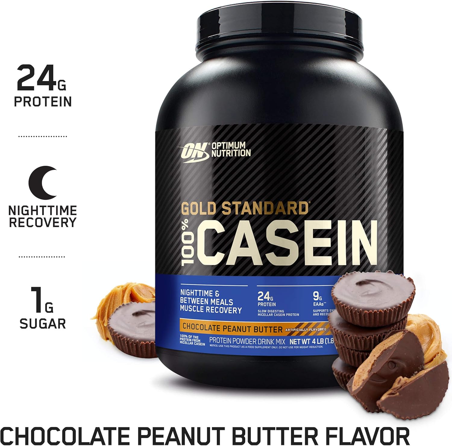 Optimum Nutrition Gold Standard 100% Micellar Casein Protein Powder, Slow Digesting, Helps Keep You Full, Overnight Muscle Recovery, Chocolate Peanut Butter, 4 Pound (Packaging May Vary): Health & Personal Care