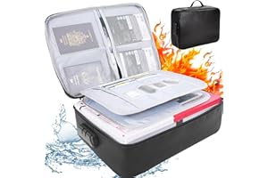 Sgorlds Fireproof Document Bag with Lock, Important Document Organizer,Home Office Travel Safe Bag,Multi-Layer Portable Filing Storage for Waterproof File Passport,Certificates,Legal Documents,Black
