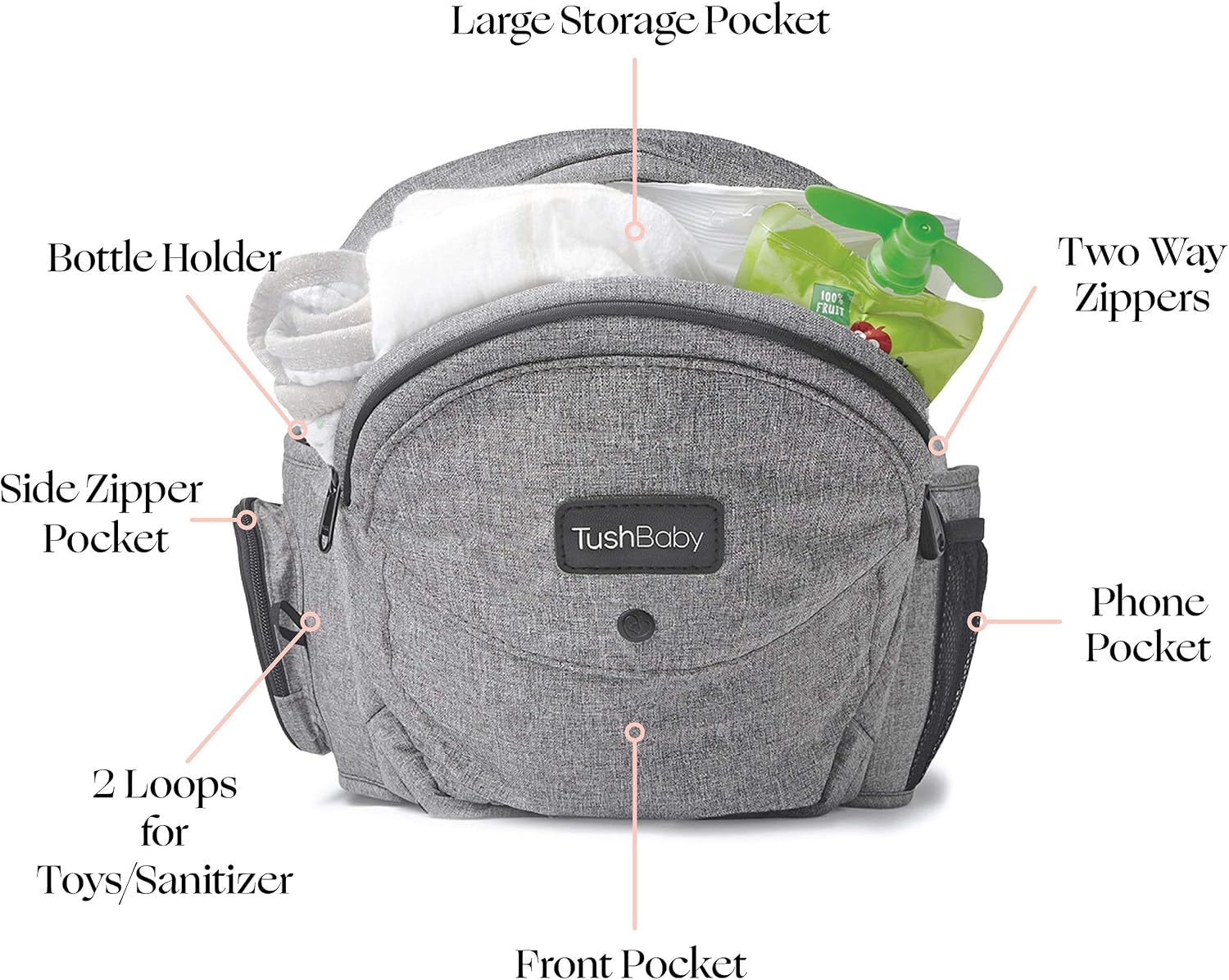 Tushbaby Hip Carrier for Babies & Toddlers (Grey), Safety-Certified - Image 4