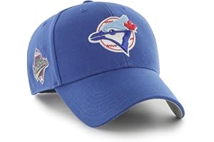 47 MLB Toronto Blue Jays MVP Adjustable Hat with 1993 World Series Patch, Royal Blue, Structured Wool Blend Snapback Cap, One