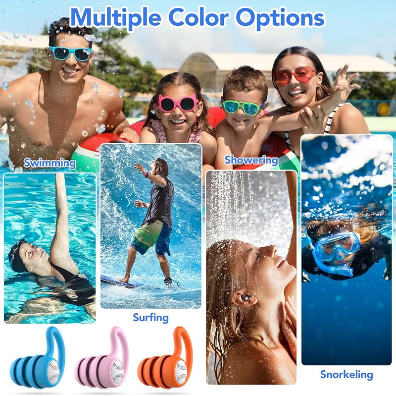 Tapones oidos natación - 3 Pares Silicona Tapones piscina adulto