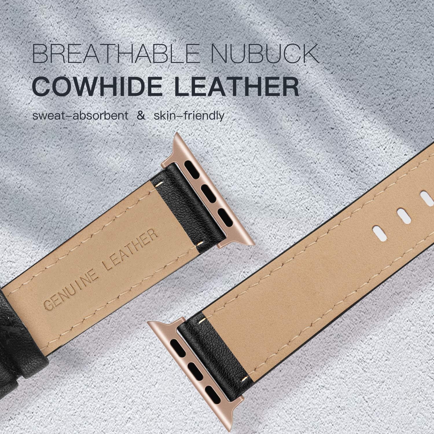 PARMPH Genuine Leather Strap Compatible for Apple Watch 38mm 40mm 41mm 42mm(Series 10) - Image 4