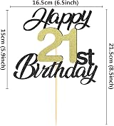 Sumerk Black Gold Glitter 21st Birthday Cake Topper Decorations for Boys Girls view 2