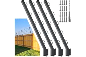 Epcee 4-Pack Angle 25° Fence Post Extender, 31" Fence Barbed Wire Extend Arm，for Outdoor Fences to Increase Height, Protect P