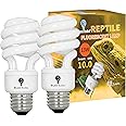 2 Pack 13-Watt Reptile Bulb Desert UVA UVB Light - 10.0 UVB Reptile Light - Compact Florescent Terrarium Bulb Suitable for Desert Reptiles Lizards Bearded Dragons Tortoises CFL UVB Bulb (13 Watt 10.0)