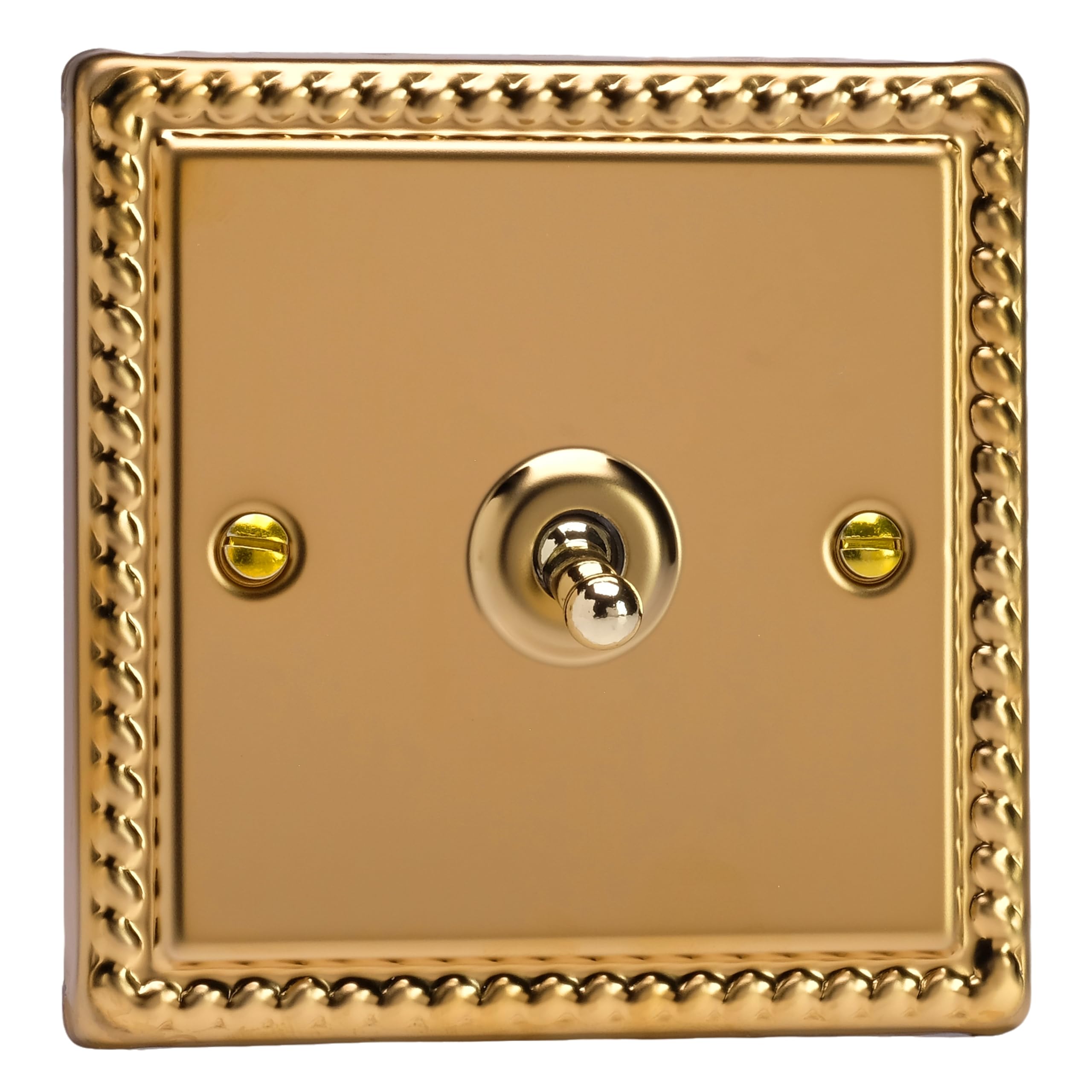 Varilight Single Toggle Light Switch 2-Way - Classic Georgian Brass With Polished Brass Toggle, XGT1