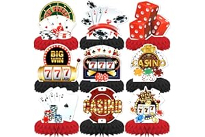 Casino Theme Party Decorations,9 PCS KSKSPE Casino Centerpieces for Tables Honeycomb Centerpieces 3D Casino Theme Party Decor Supplies Boys Girls