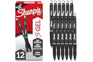 Sharpie S-Gel, Gel Pens, Fine Point (0.5mm), Black Ink Gel Pen, 12 Count