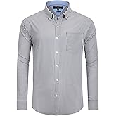 Alimens & Gentle Men's Dress Shirts Regular Fit Long Sleeve Button Down Shirts Wrinkle Free Cotton Shirts