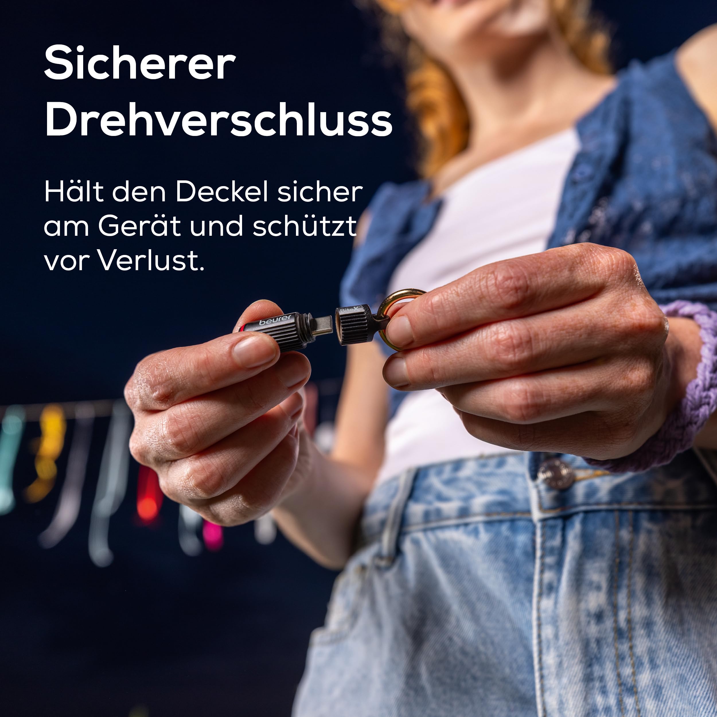 Beurer BiteX Go Deep Black Insektenstichheiler für Smartphone, Mückenstich Hitzestift gegen Juckreiz & Schwellungen durch Wärme, elektrischer Stichheiler Handy für Android & iPhone (USB-C), mit Licht 6