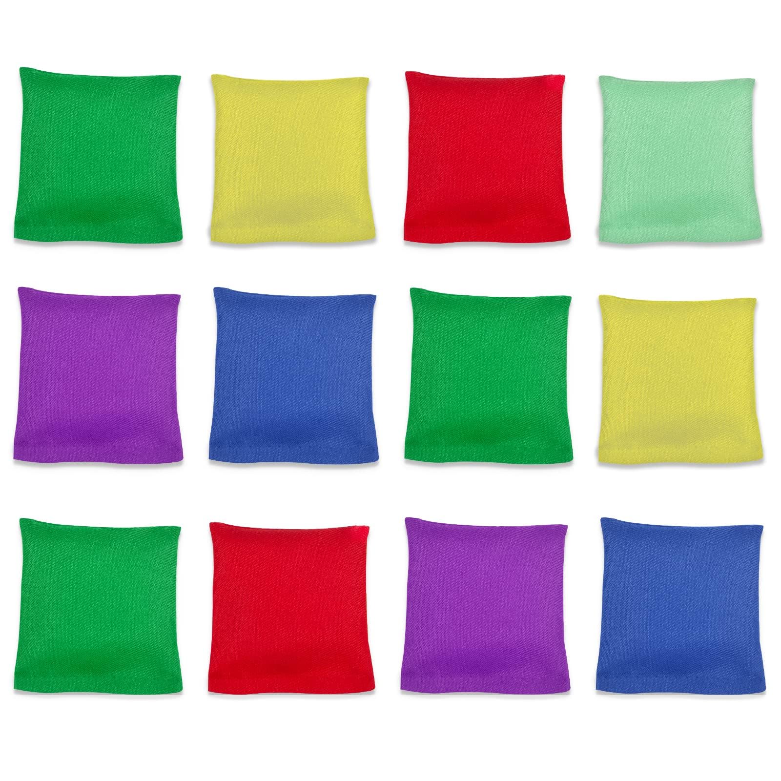 Flintronic 12 PCS Bean Bags, Colorful Mini Toy for Cornhole, Kids Throwing, Fun Sports, Outdoor Family Games, Hand Toss Games, Girls Boys Party Games (7.5cm*7.5cm)