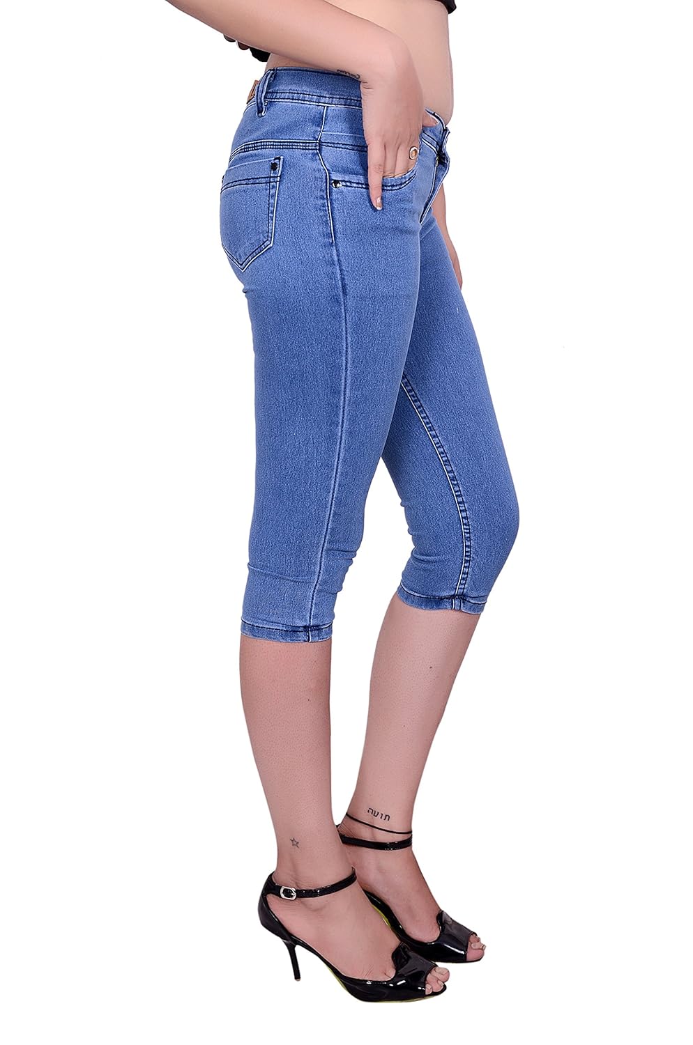 broadstar women denim blue capri