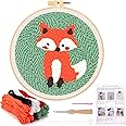 JSRQT Punch Needle Kit for Beginners Kids Adults Starter Fox Pattern Handcraft DIY Embroidery Craft with Instructions Hoop
