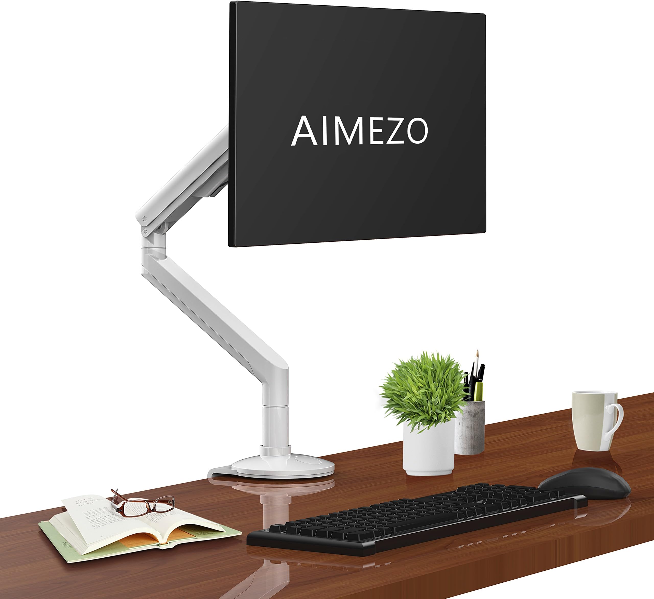 AIMEZO Monitor Arm Stand Desk Mount Full Motion Adjustable Computer Monitor Arm Riser Fits 14"-32" LCD LED Computer Screen up to 17.6 lbs