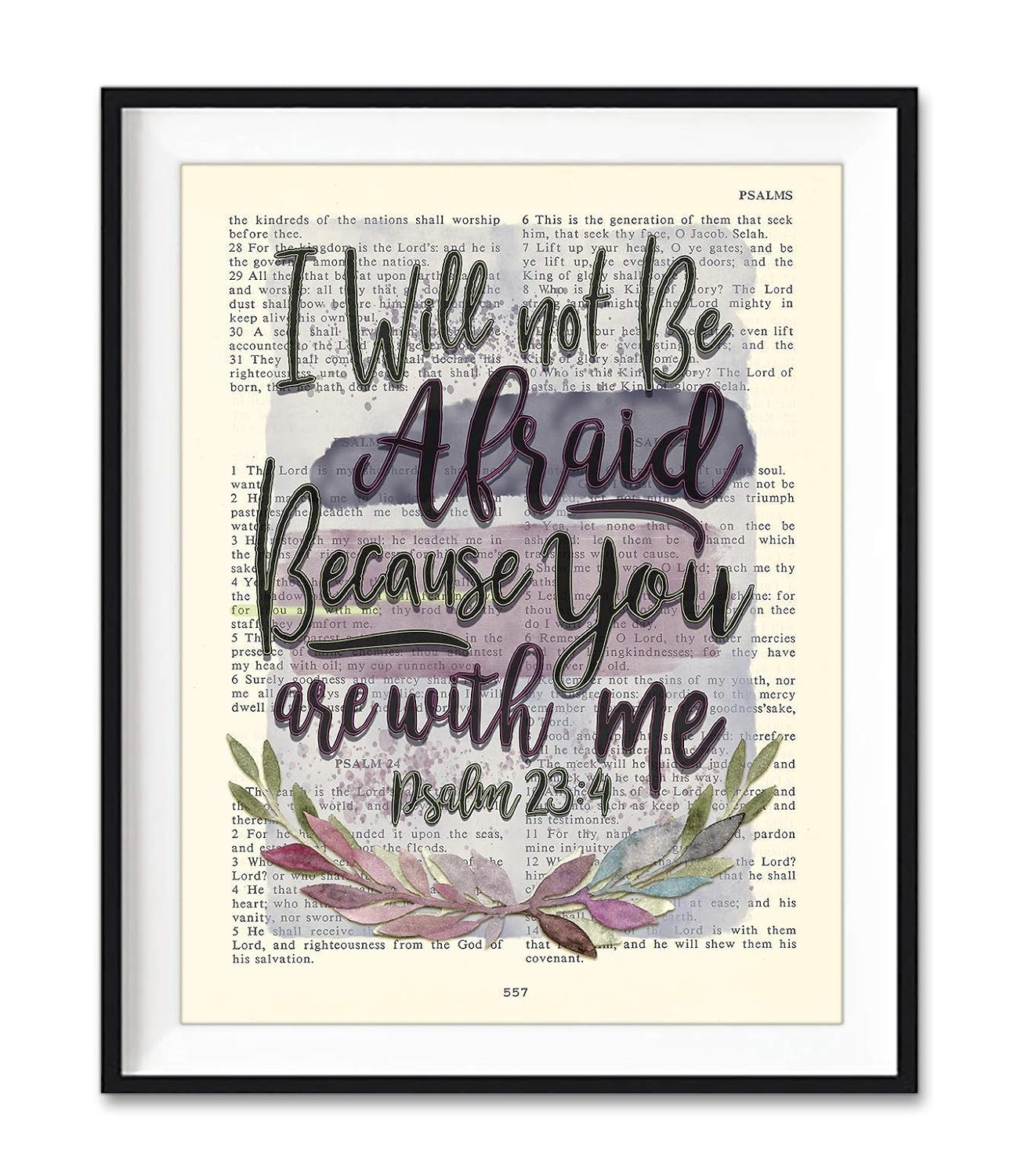 Vintage Bible Page Verse Scripture, I Will Not Be Afraid