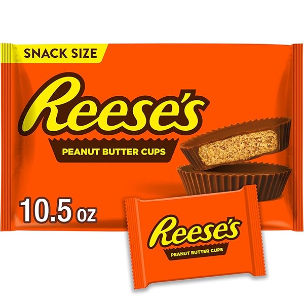 REESE’S MILK CHOCOLATE SNACK SIZE PEANUT BUTTER CUPS, CANDY BAG, 10.5 OZ