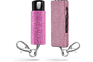 Guard Dog Security Bling It On Stun Gun and Pepper Spray for Self Defense, Fashionable Self-Defense Keychain Set for Women, Glow-in-The-Dark Actuator, 16-Ft Range, USB Rechargeable